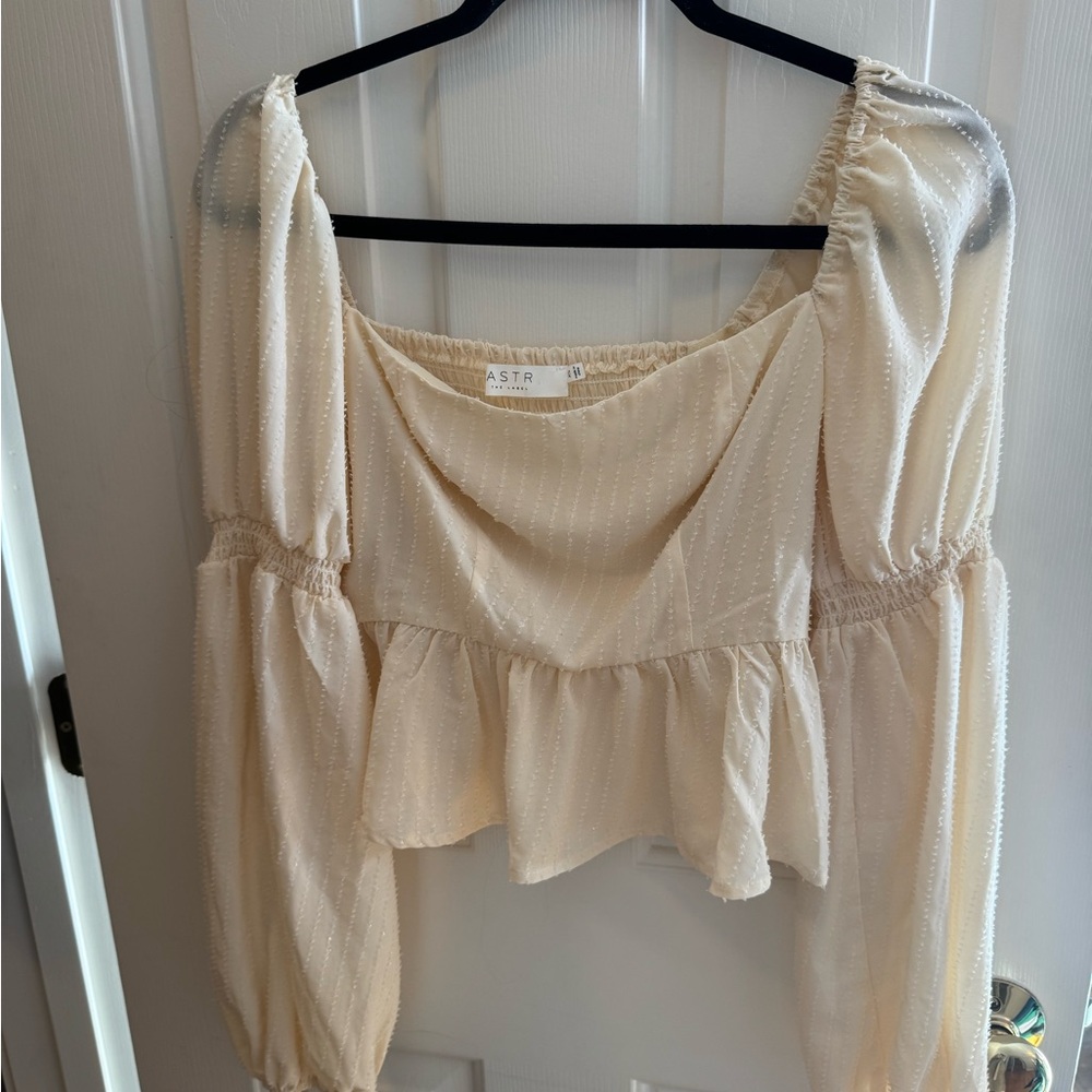 Astr Cream Peplum Blouse